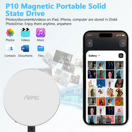 Aiffro P10 Magnetic Portable Solid State Drive, MagSafe Compatible, Type-C, Up To 2000MB/S